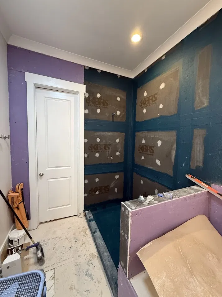 KBRS waterproofing board installation by CNB Renovations Charleston SC